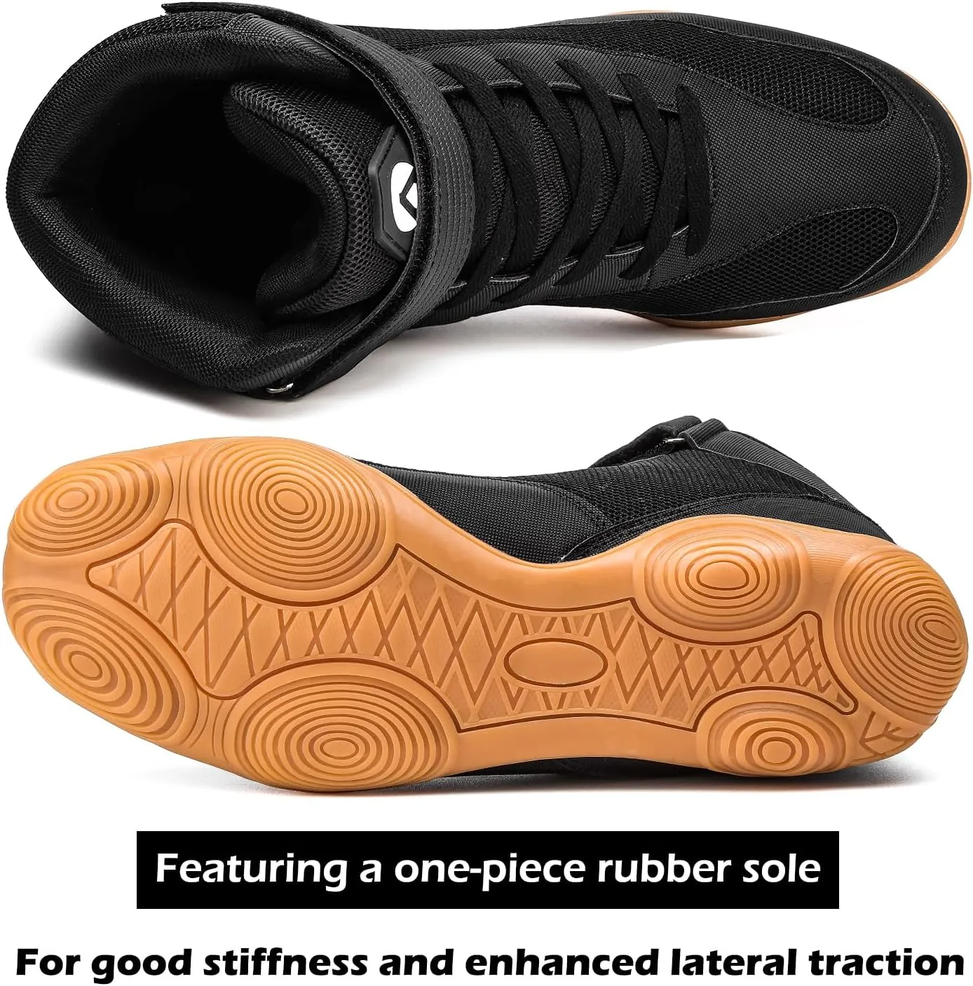 DimaiGlobal Men's Wrestling Shoe Fitness Sneaker Boxing Shoes Zero Drop Sole High Top Fighting Shoes Taekwondo Karate Martial Arts Training Shoes