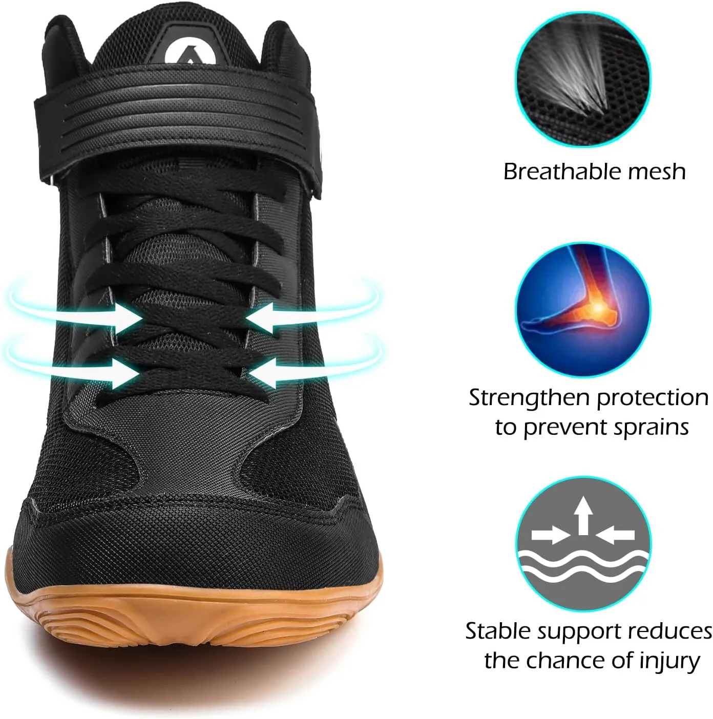 DimaiGlobal Men's Wrestling Shoe Fitness Sneaker Boxing Shoes Zero Drop Sole High Top Fighting Shoes Taekwondo Karate Martial Arts Training Shoes