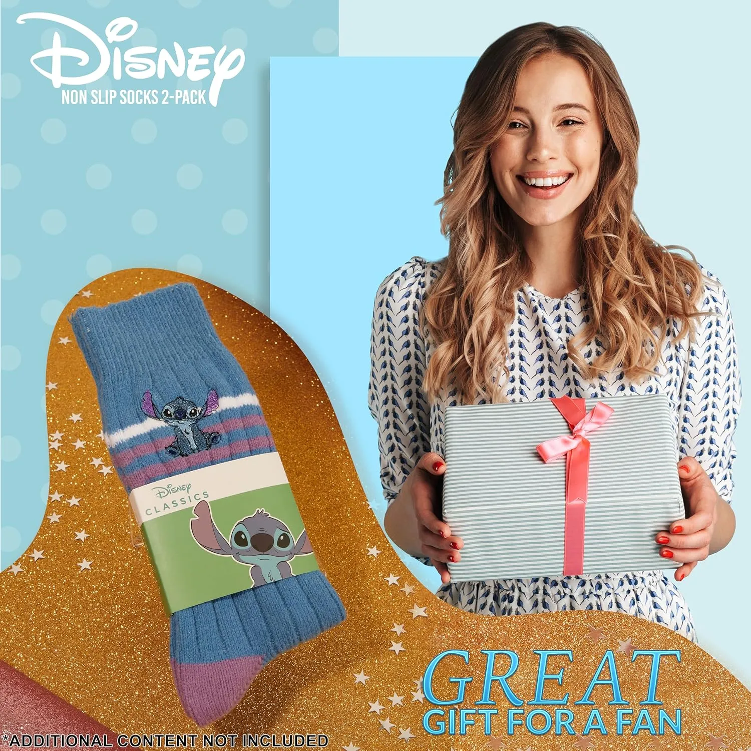Disney Stitch Bed Socks for Women Teenagers Warm Baby Yoda Slipper Socks Non Slip One Size Stitch Gifts