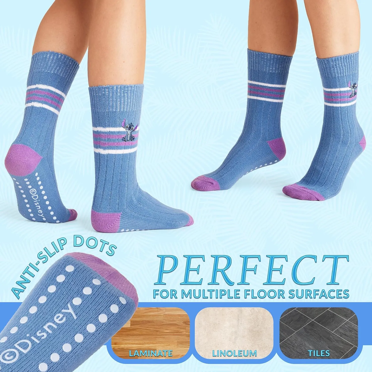Disney Stitch Bed Socks for Women Teenagers Warm Baby Yoda Slipper Socks Non Slip One Size Stitch Gifts