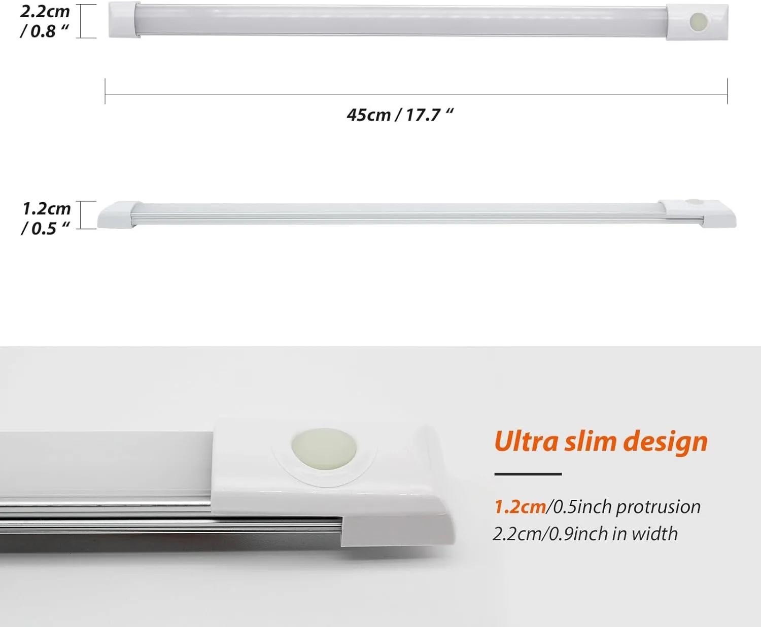 Dream lighting 12v Interior LED Light Bar RV Interior Vanity Light Strip Kitchen Ceiling Cabinet Slim Light Cool White Lighting 18 inches
