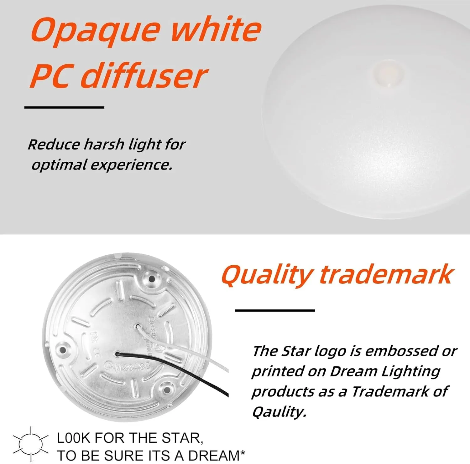 Dream lighting RV 12volt LED Ceiling Lights Interior Trailer Boat Dome Light with Switch 4000K Pure White Lighting 5.4W 4.5inch Pack of 2