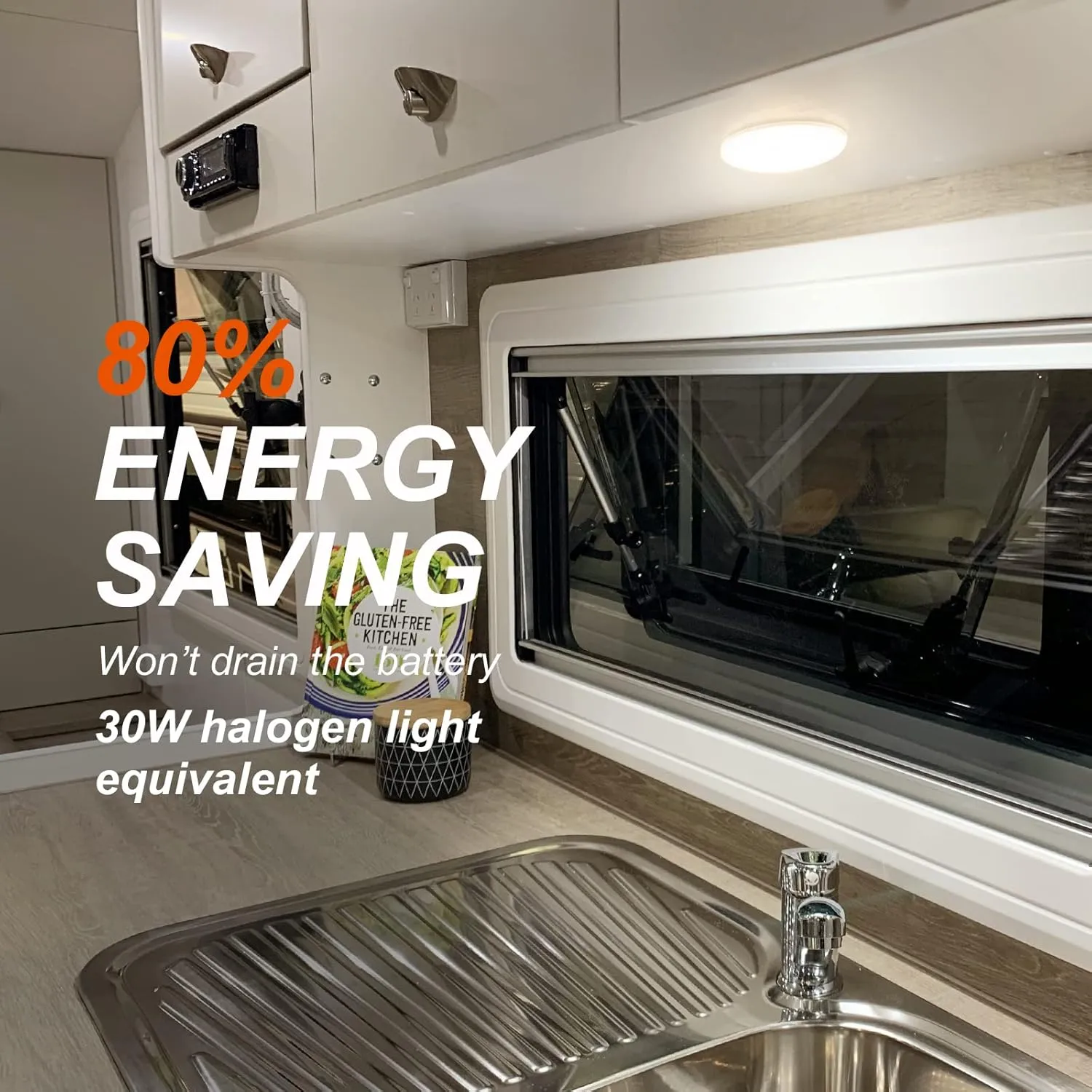 Dream lighting RV 12volt LED Ceiling Lights Interior Trailer Boat Dome Light with Switch 4000K Pure White Lighting 5.4W 4.5inch Pack of 2