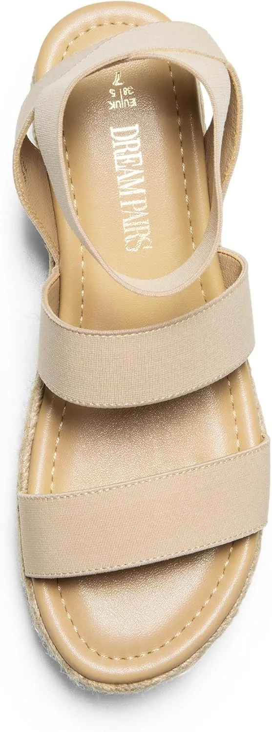 DREAM PAIRS Strappy Espadrille Platform Wedge Sandals for Women Dressy Summer, Comfortable Open Toe Sandals with Cushioned Insole and Ankle Strap Buckle