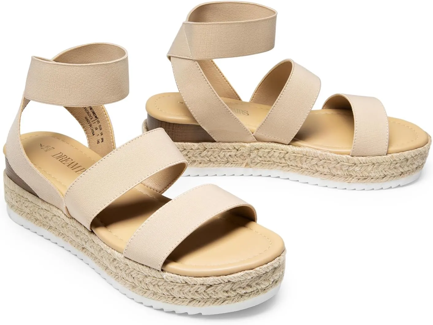 DREAM PAIRS Strappy Espadrille Platform Wedge Sandals for Women Dressy Summer, Comfortable Open Toe Sandals with Cushioned Insole and Ankle Strap Buckle