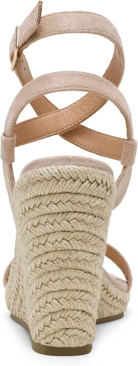 DREAM PAIRS Womens Open Toe Espadrilles Dressy Platform Sandals Buckle Ankle Strap Stylish Wedges Sandals