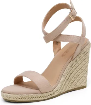 DREAM PAIRS Womens Open Toe Espadrilles Dressy Platform Sandals Buckle Ankle Strap Stylish Wedges Sandals