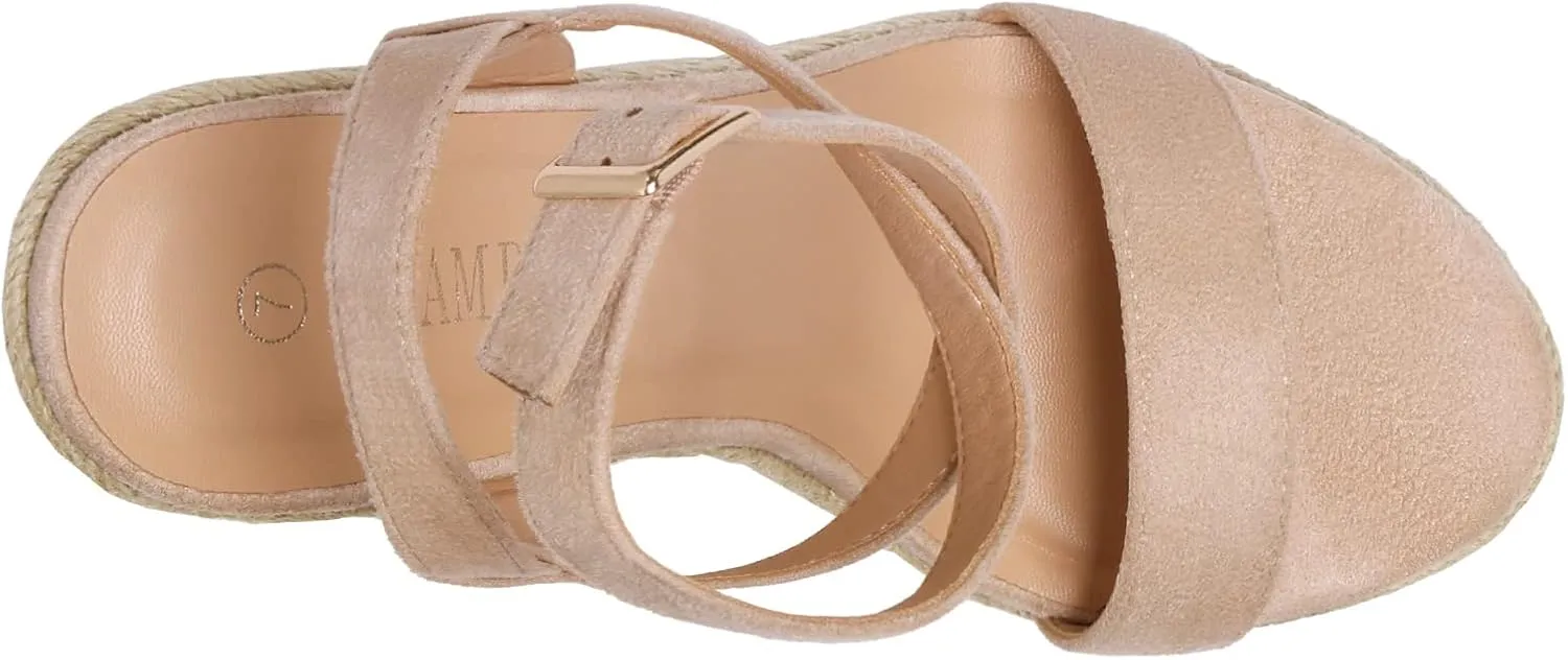 DREAM PAIRS Womens Open Toe Espadrilles Dressy Platform Sandals Buckle Ankle Strap Stylish Wedges Sandals