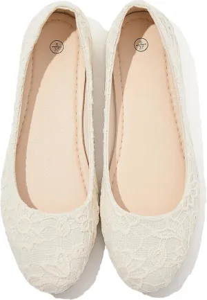 Dress Shoes for Women Round Toe Flats Shoes Lace Ballet Flats Dressy Comfortable Foldable Flats Low Heel