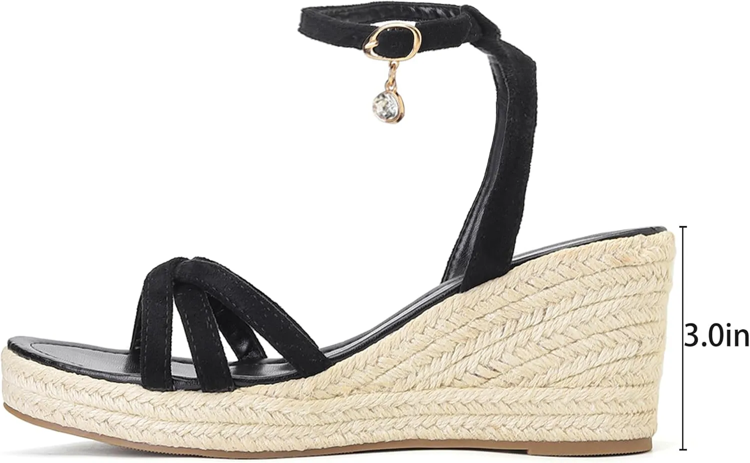 Dressy Open Toe Sandals Platform Wedge Sandals with Cushioned Insole and Ankle Strap Buckle,Strappy Espadrille Wedge Sandals for Women Comfortable Summer