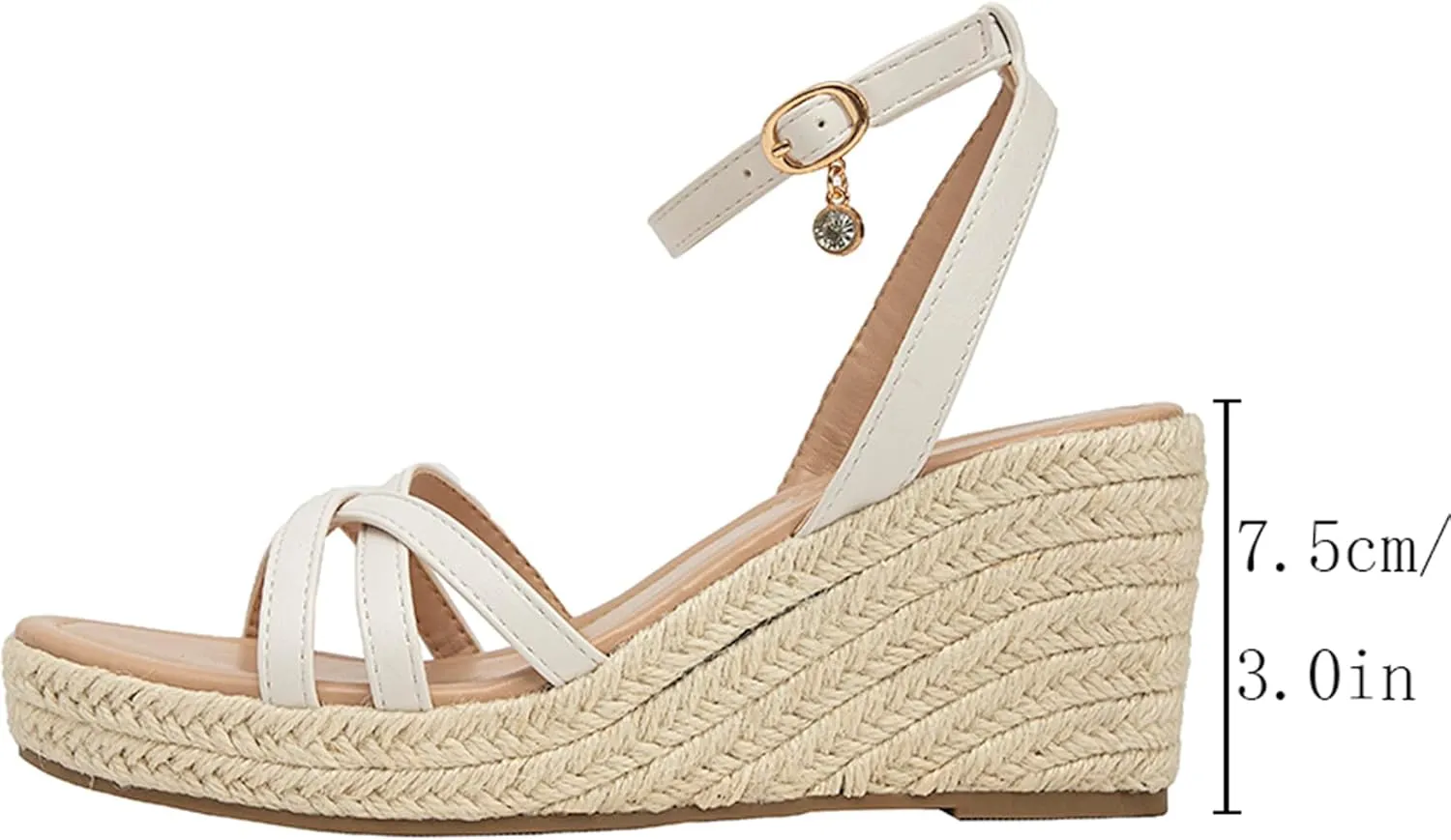 Dressy Open Toe Sandals Platform Wedge Sandals with Cushioned Insole and Ankle Strap Buckle,Strappy Espadrille Wedge Sandals for Women Comfortable Summer
