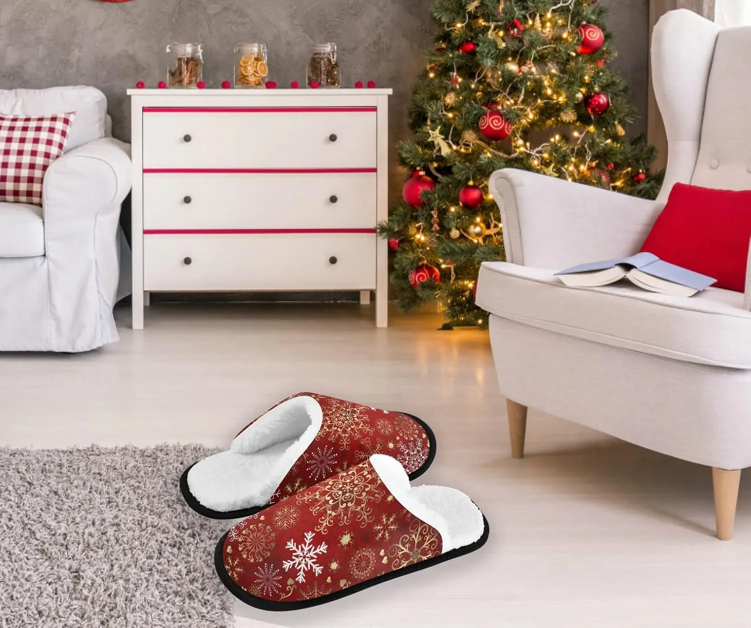 Dussdil Winter Spa Slippers Home House Slippers for Women Men Travel Slipper Soft Memory Foam Slipper Non Slip for Hotel Bedroom Shoes Slippers