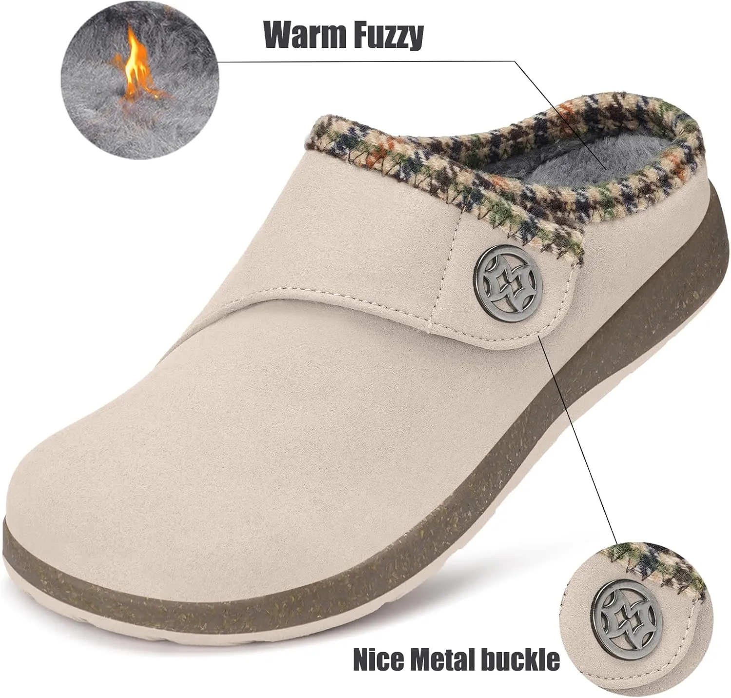 Eagsouni Women's Men's Slippers Suede Fuzzy Slippers with Arch Support Orthotic Winter Warm Fur Lined Slip on House Shoes Indoor Outdoor for Plantar Fasciitis
