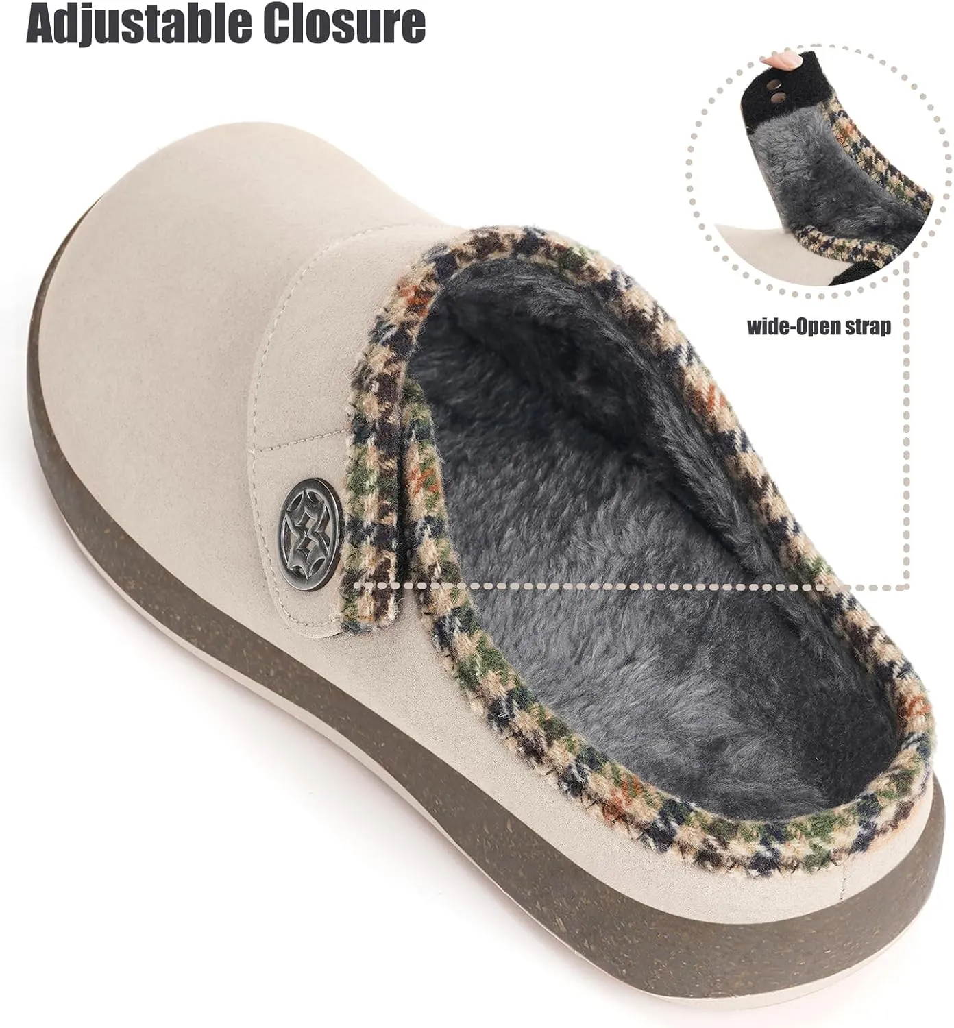 Eagsouni Women's Men's Slippers Suede Fuzzy Slippers with Arch Support Orthotic Winter Warm Fur Lined Slip on House Shoes Indoor Outdoor for Plantar Fasciitis