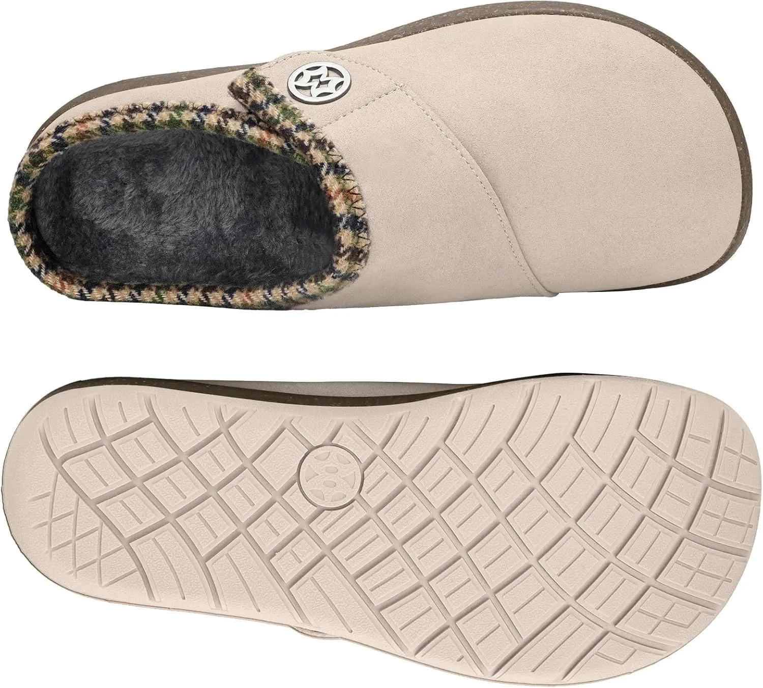 Eagsouni Women's Men's Slippers Suede Fuzzy Slippers with Arch Support Orthotic Winter Warm Fur Lined Slip on House Shoes Indoor Outdoor for Plantar Fasciitis