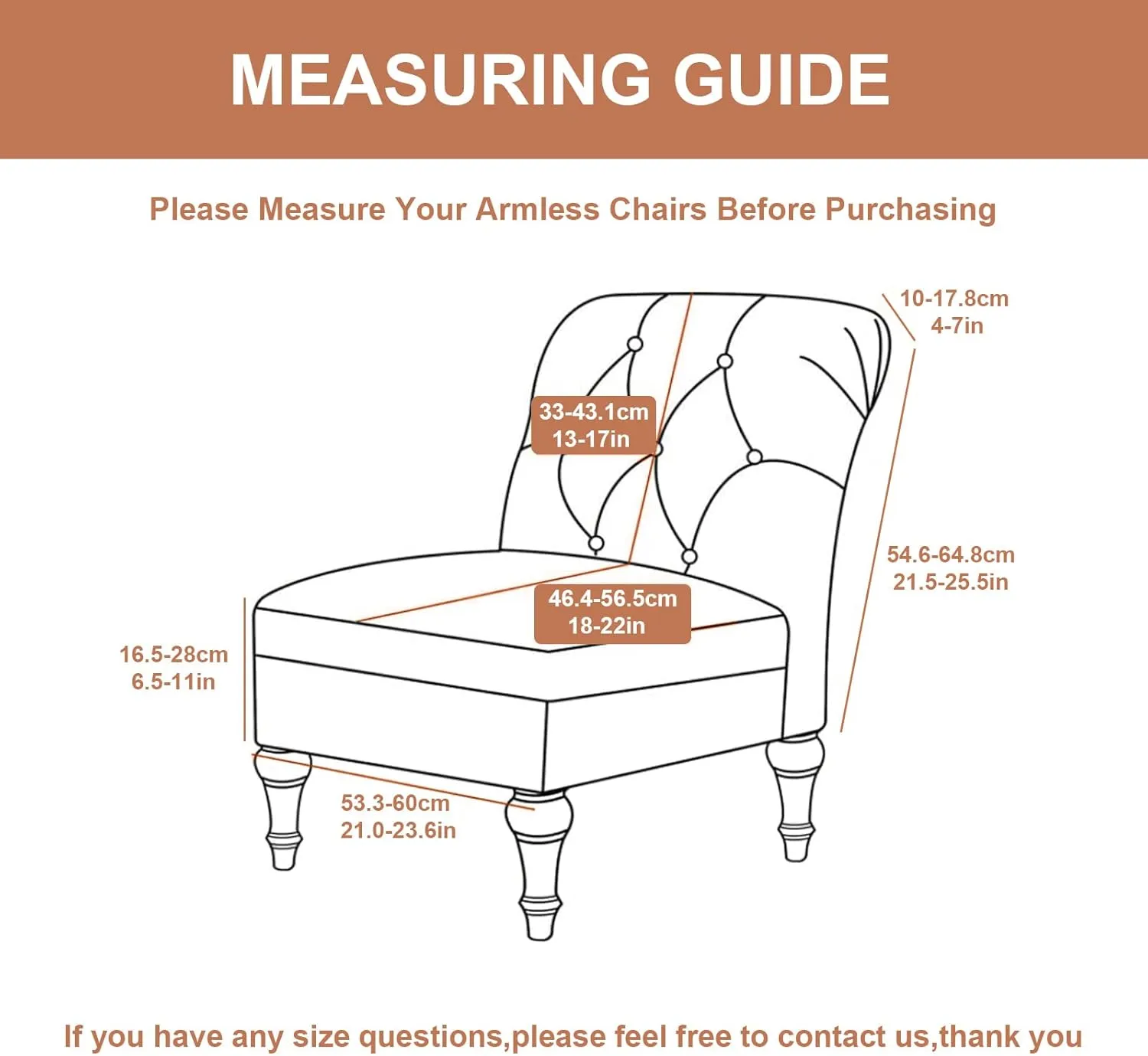 Eco-Ancheng Armless Chair Slipcover - Removable, Washable, Printed Accent Chairs for Living & Dining Room