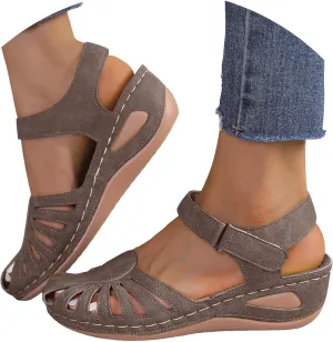 Eduavar Orthopedic Sandals for Women, Womens Sandals Comfortable Closed Toe Casual Hollow Out Shoes Orthotic Wedge Sandals
