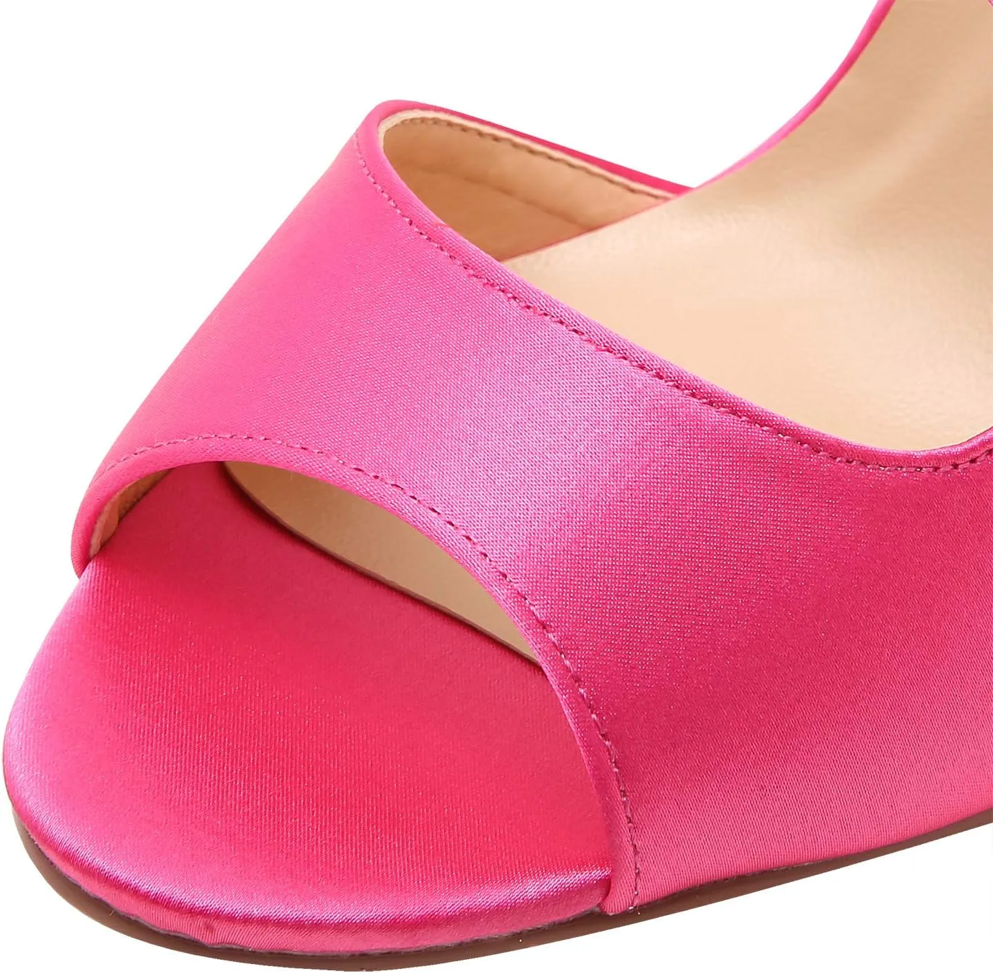 ELEGANTPARK High Heel Sandals for Women Peep Toe Ankle Straps Sandals Buckle Satin Evening Party Prom Wedding Bridal Shoes