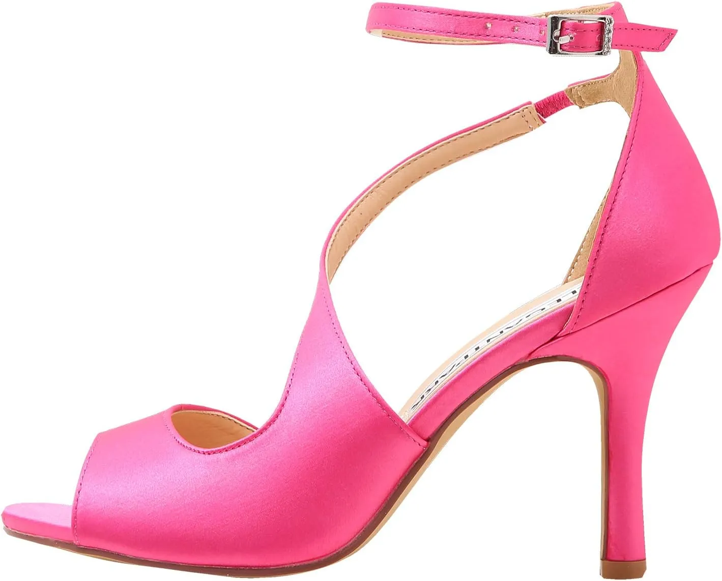 ELEGANTPARK High Heel Sandals for Women Peep Toe Ankle Straps Sandals Buckle Satin Evening Party Prom Wedding Bridal Shoes