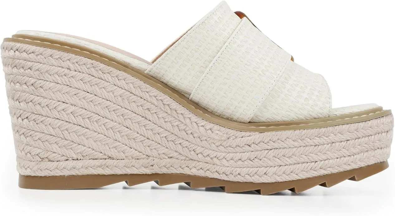 Espadrille Dressy Wedge Sandals, Adjustable Ankle Strap Buckle Women's Platform Sandals Dressy Square Toe, Comfortable High Heel Beach Shoes with Cushioned Footbed for Casual Summer