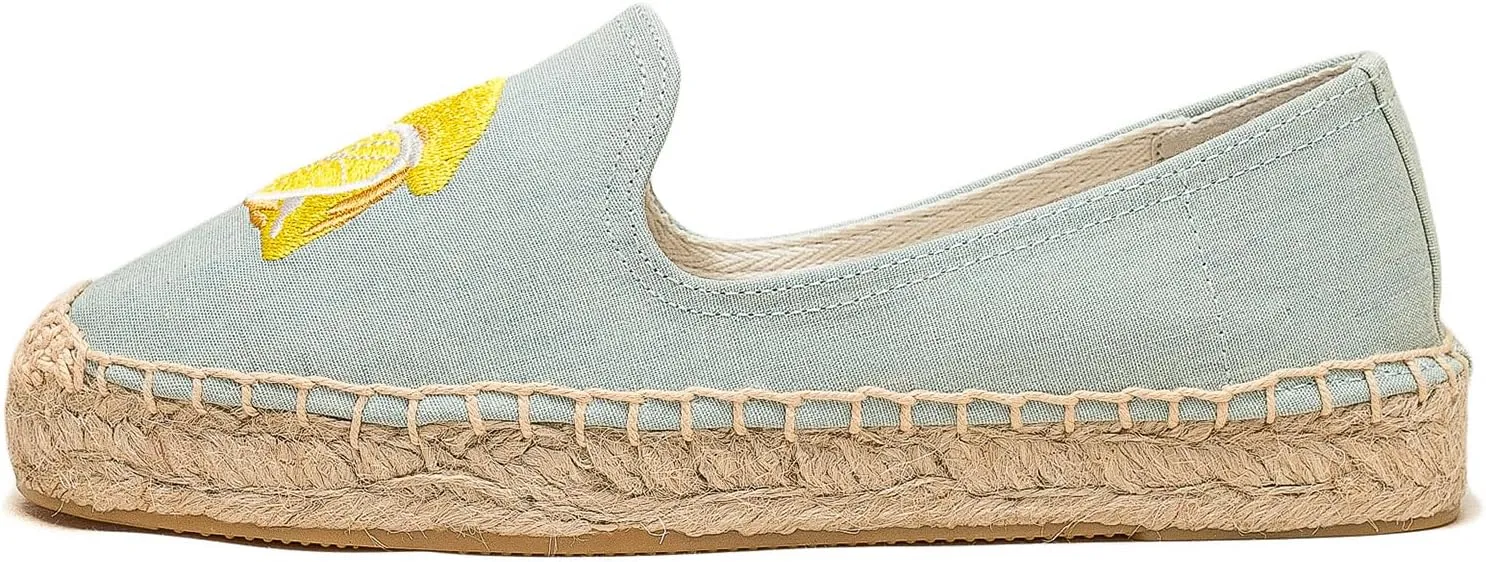 Espadrilles Loafers for Women - Comfort Round-Toe Women's Espadrille Simple Embroidered Espadrille Easy to Wear Suitable for Match T-Shirts,Dress,Jeans