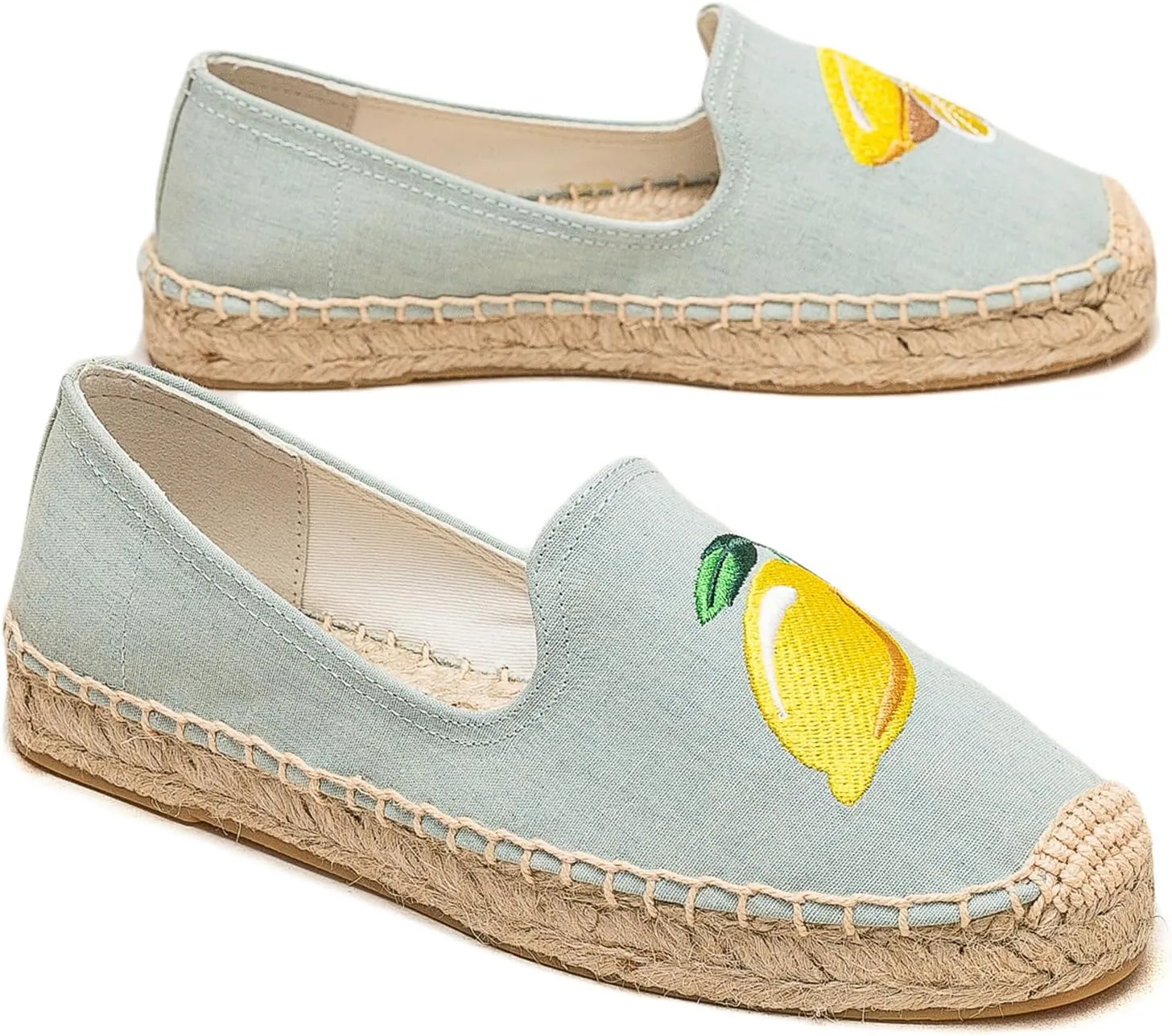 Espadrilles Loafers for Women - Comfort Round-Toe Women's Espadrille Simple Embroidered Espadrille Easy to Wear Suitable for Match T-Shirts,Dress,Jeans