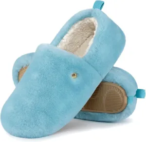EverFoams Women's Closed Back Slippers Fuzzy Faux Wool Soft Lightweight Non Slip House Shoes