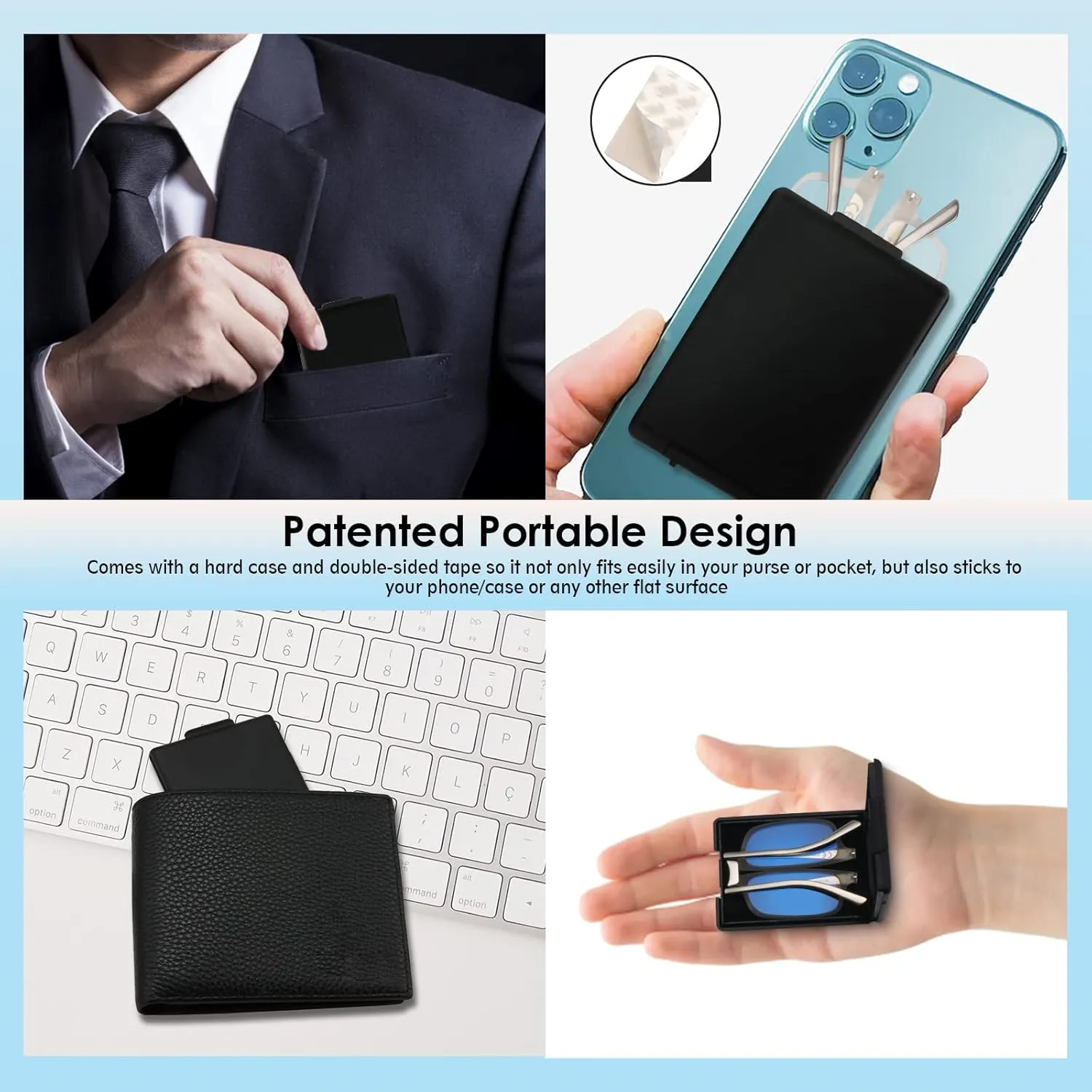 Evolved Folding Reading Glasses For Women Men Blue Light Blocking Anti UV Eyestrain Foldable Portable Compact Readers with Flat Hard Case Pocket Computer glasses, 1.75 CLEAR