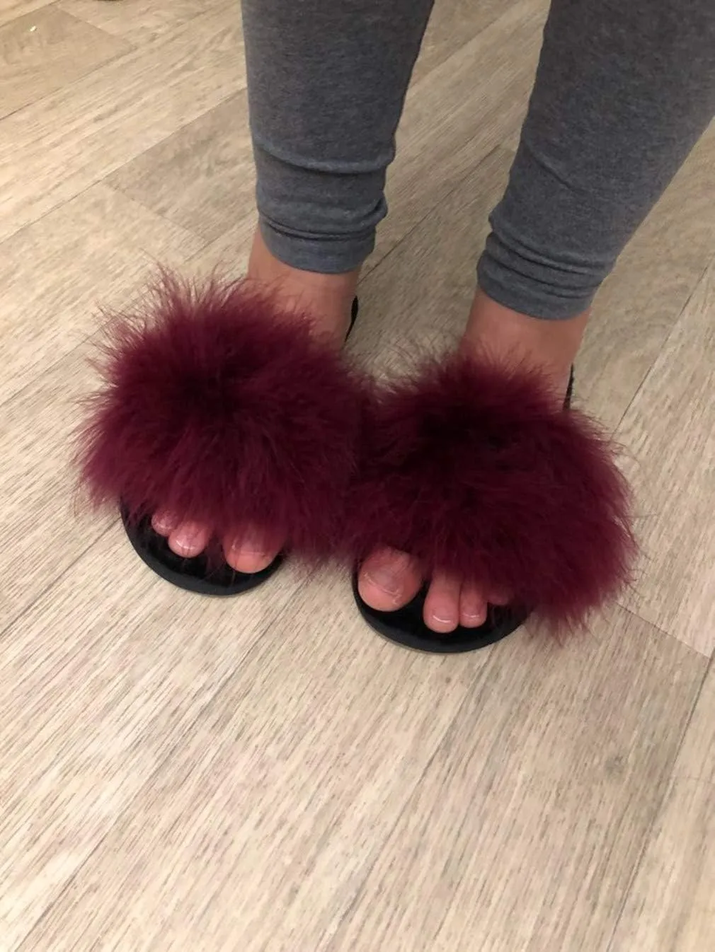 FAYUEKEY Fuzzy Slippers for Women Fluffy Furry House Bedroom Shoes