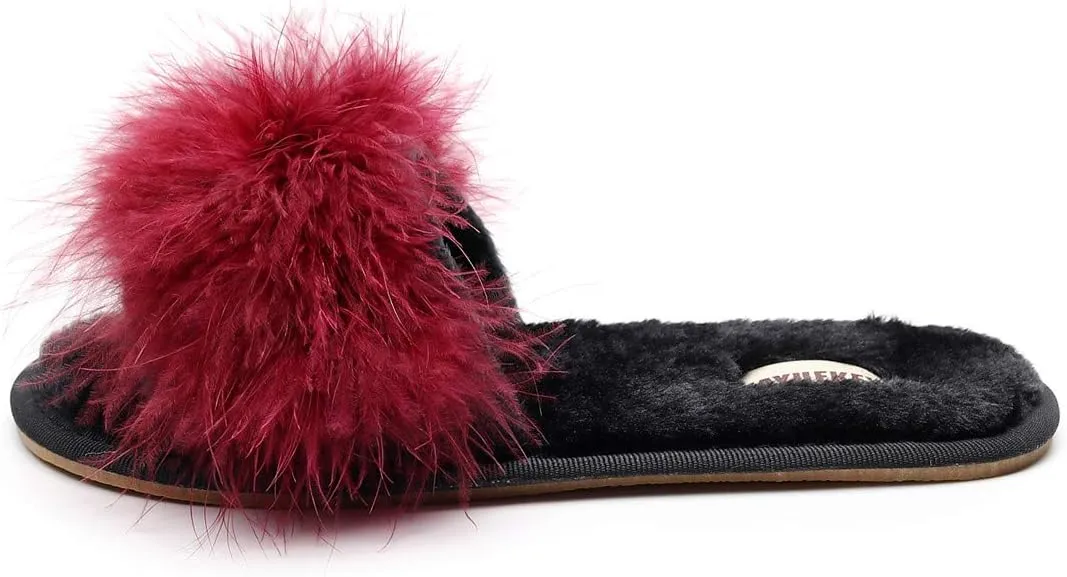 FAYUEKEY Fuzzy Slippers for Women Fluffy Furry House Bedroom Shoes