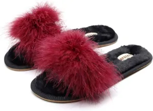 FAYUEKEY Fuzzy Slippers for Women Fluffy Furry House Bedroom Shoes