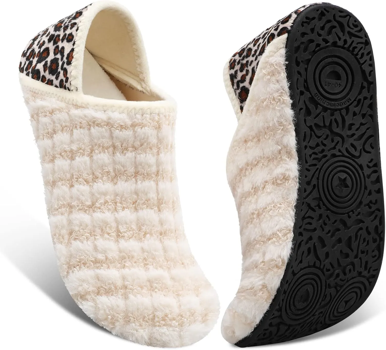 Fires Womens Mens Slippers with Rubber Sole Soft-Lightweight House Slipper Socks Around House Shoes Non Slip Indoor/Outdoor