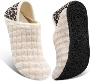 Fires Womens Mens Slippers with Rubber Sole Soft-Lightweight House Slipper Socks Around House Shoes Non Slip Indoor/Outdoor