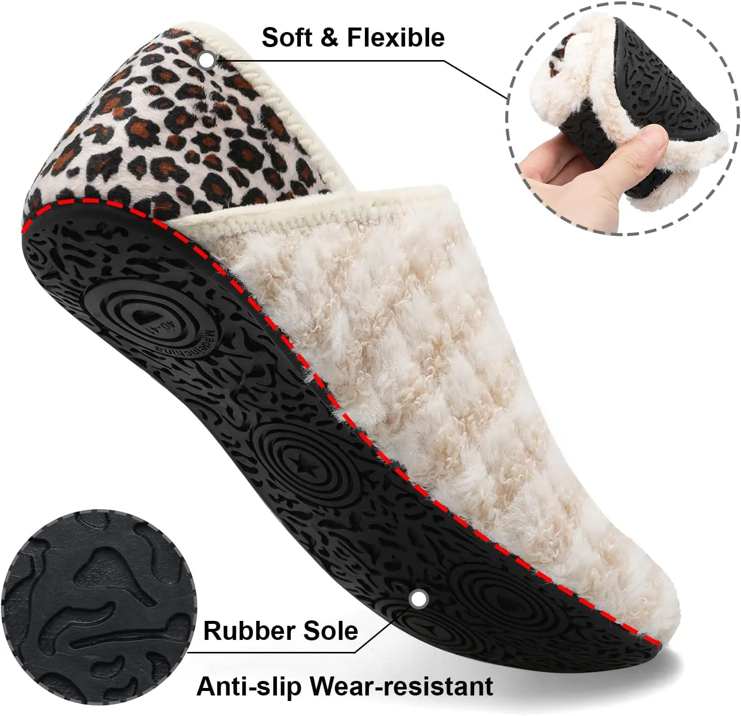 Fires Womens Mens Slippers with Rubber Sole Soft-Lightweight House Slipper Socks Around House Shoes Non Slip Indoor/Outdoor