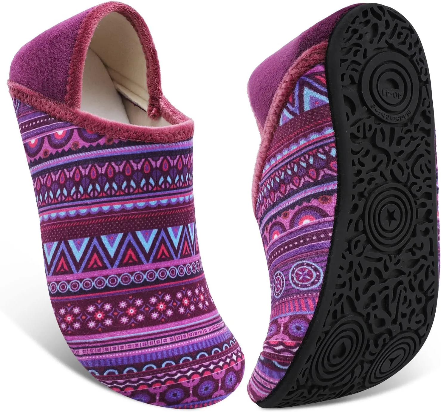 Fires Womens Mens Slippers with Rubber Sole Soft-Lightweight House Slipper Socks Around House Shoes Non Slip Indoor/Outdoor