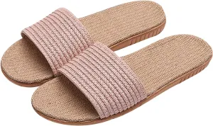 Flat bottom slippers Beach non-slip linen shoes Comfortable indoor shoes Open flip-flops