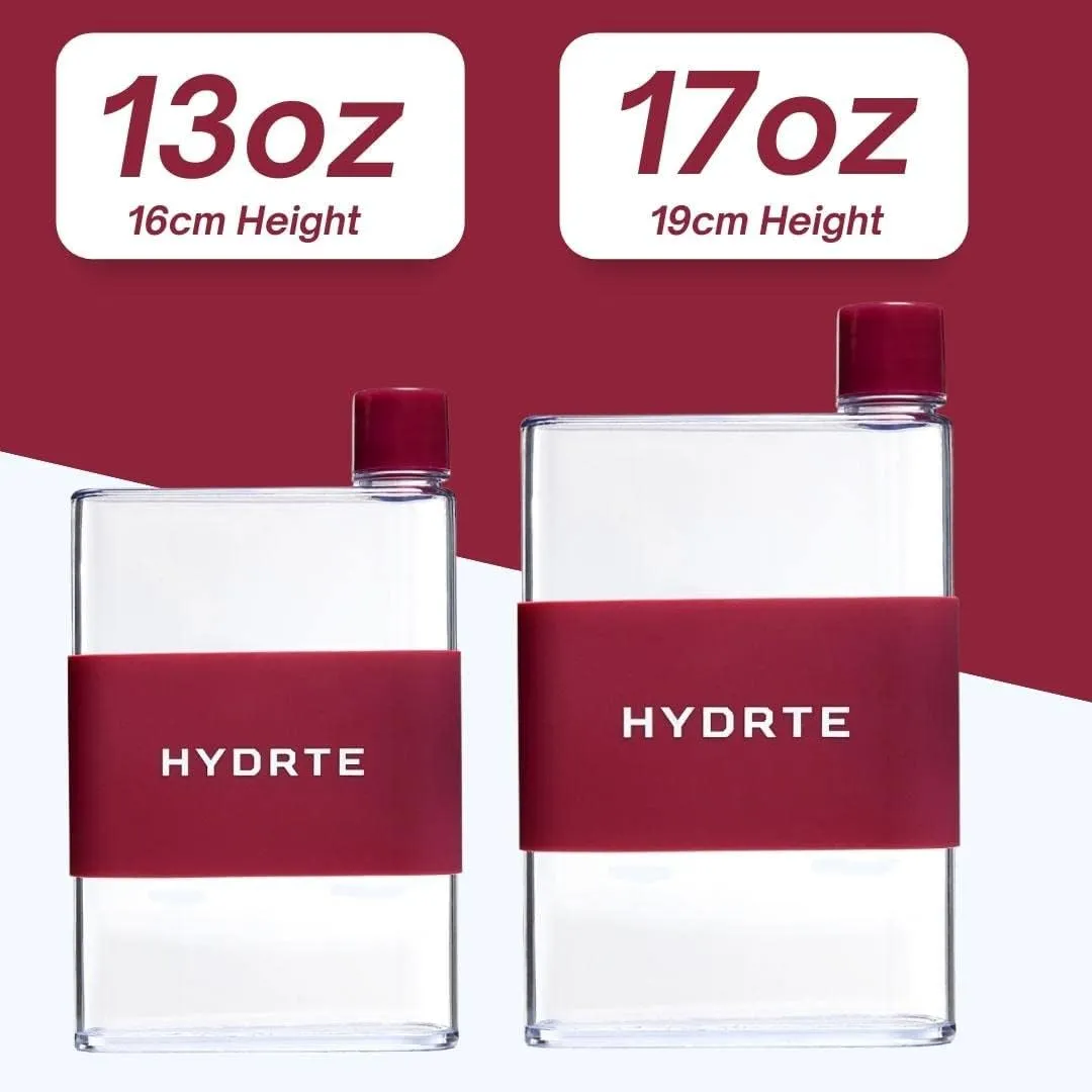 Flat Water Bottle 13 oz, Leak Proof and Slim Water Bottle Design, The Purse Water Bottle, Cute Water Bottles made for Women and Men, BPA Free Square Water Bottle