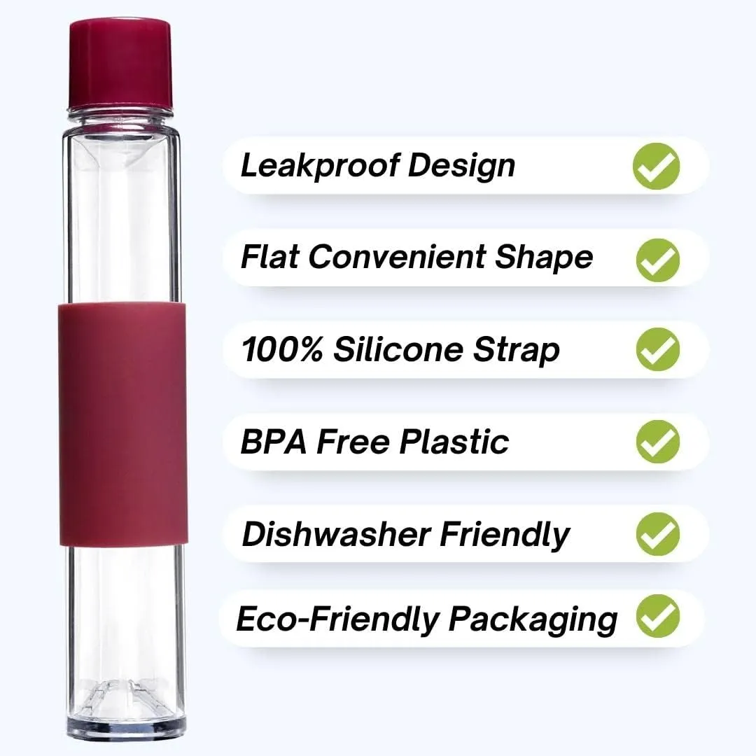 Flat Water Bottle 13 oz, Leak Proof and Slim Water Bottle Design, The Purse Water Bottle, Cute Water Bottles made for Women and Men, BPA Free Square Water Bottle