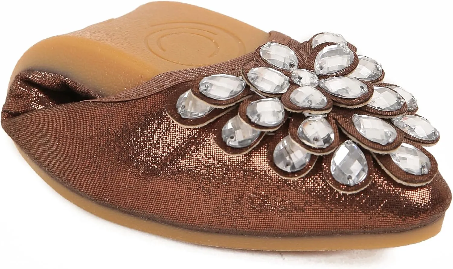 Flats Shoes for Women Rhinestone Wedding Ballerina Shoes Foldable Sparkly Comfort Slip on Flat Dressy Flats