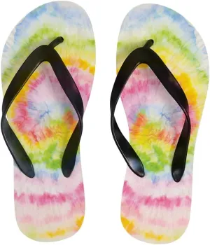 Flip Flops for Women Girls Rainbow Tie Dye Swirl Summer Casual Thong Slippers Slide Flat Sandals for Beach