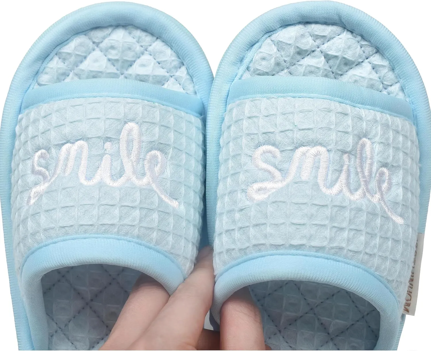 Floral Velvet House Slippers for Women, Lightweight Open Toe Washable Portable Foldable Comfortable Guest Hotel Travel Airplane Spa Slippers