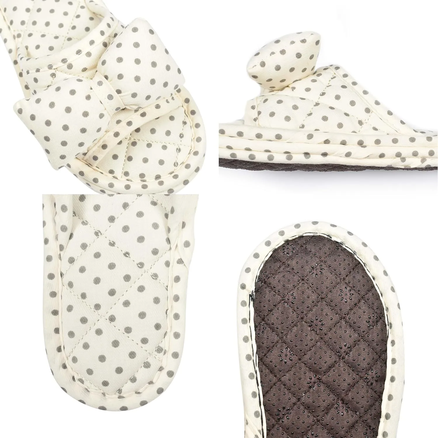 Floral Velvet House Slippers for Women, Lightweight Open Toe Washable Portable Foldable Comfortable Guest Hotel Travel Airplane Spa Slippers