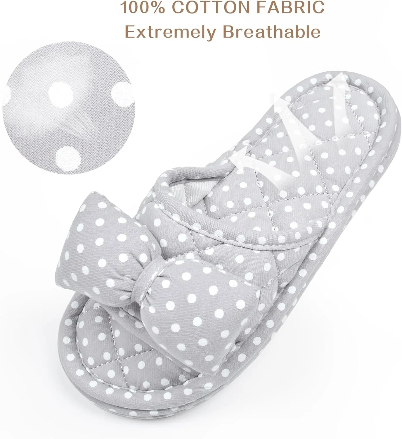 Floral Velvet House Slippers for Women, Lightweight Open Toe Washable Portable Foldable Comfortable Guest Hotel Travel Airplane Spa Slippers