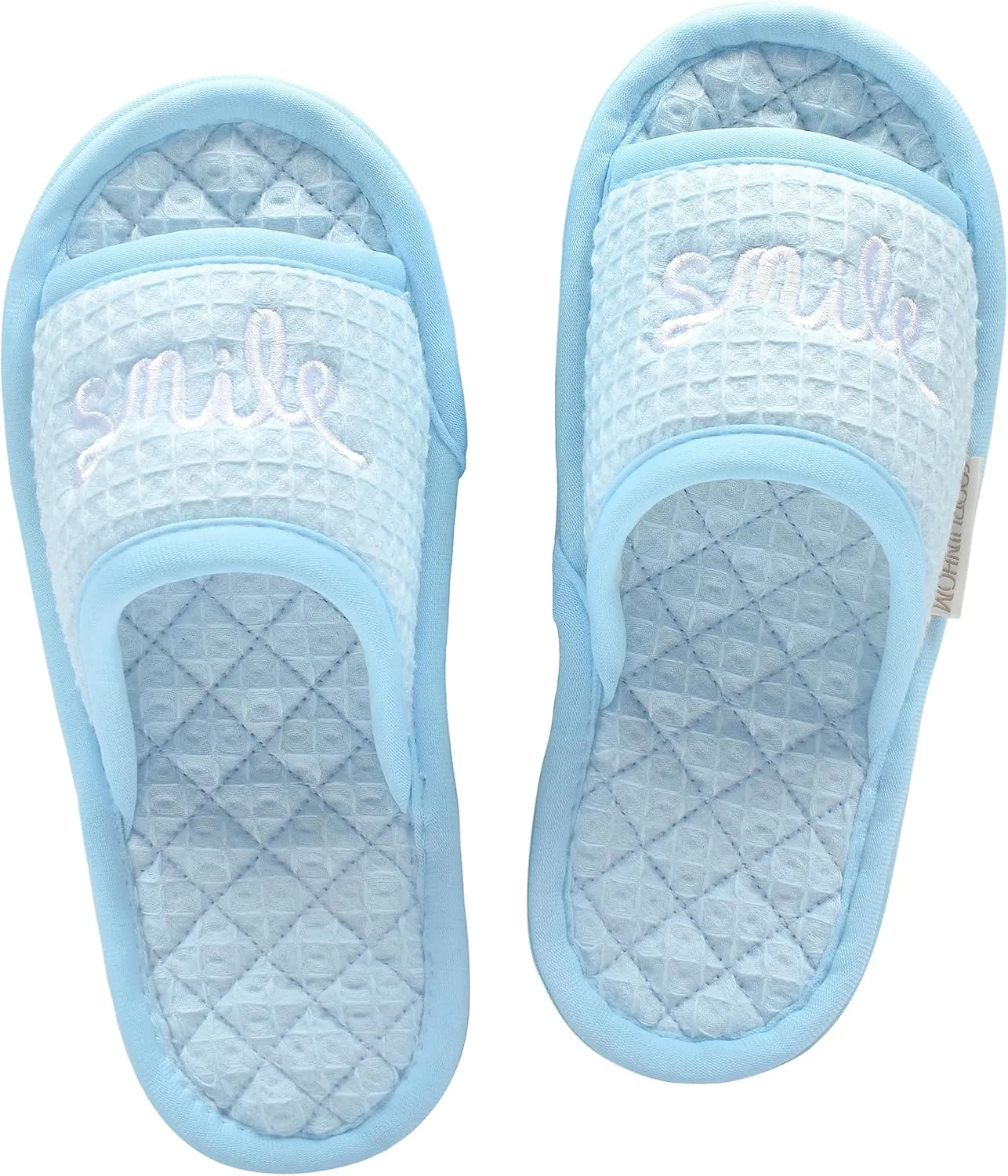 Floral Velvet House Slippers for Women, Lightweight Open Toe Washable Portable Foldable Comfortable Guest Hotel Travel Airplane Spa Slippers