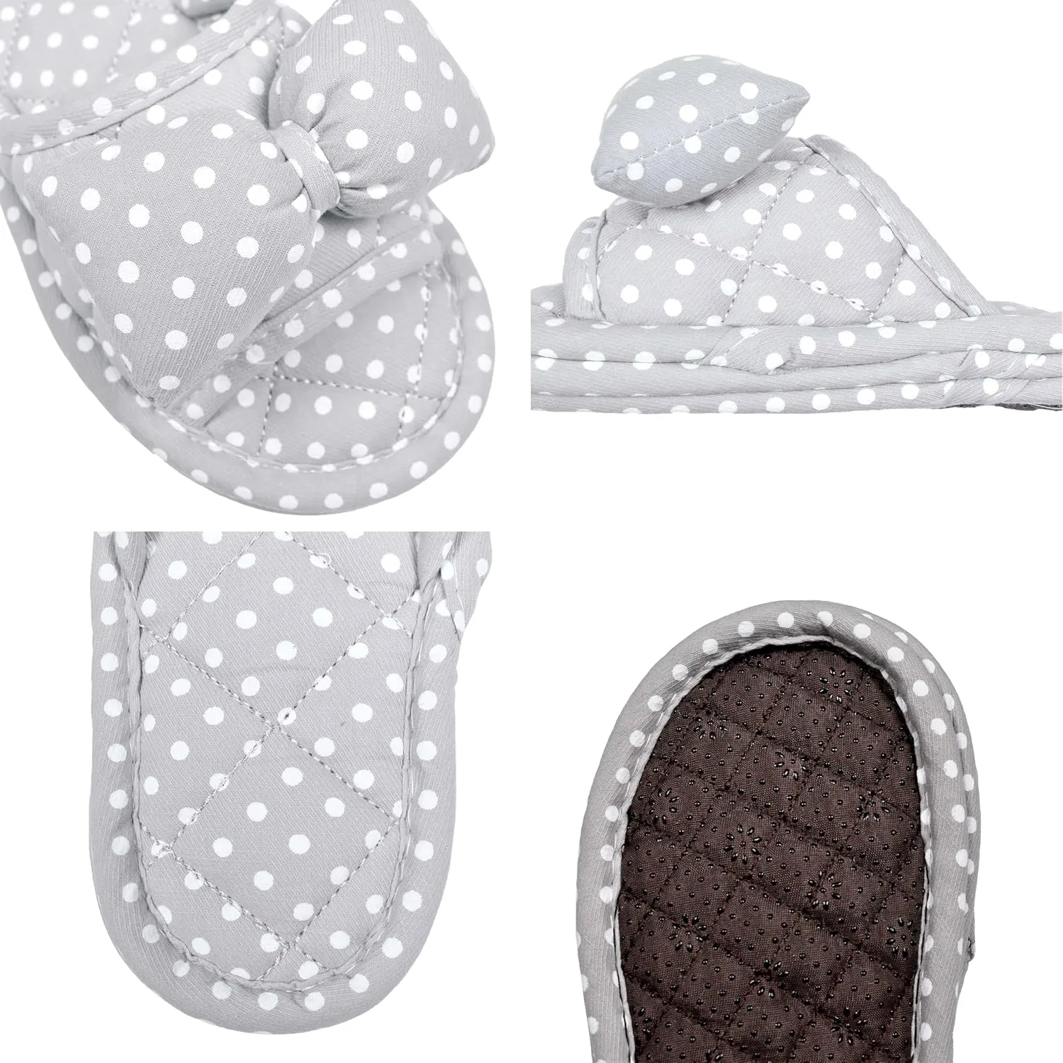 Floral Velvet House Slippers for Women, Lightweight Open Toe Washable Portable Foldable Comfortable Guest Hotel Travel Airplane Spa Slippers