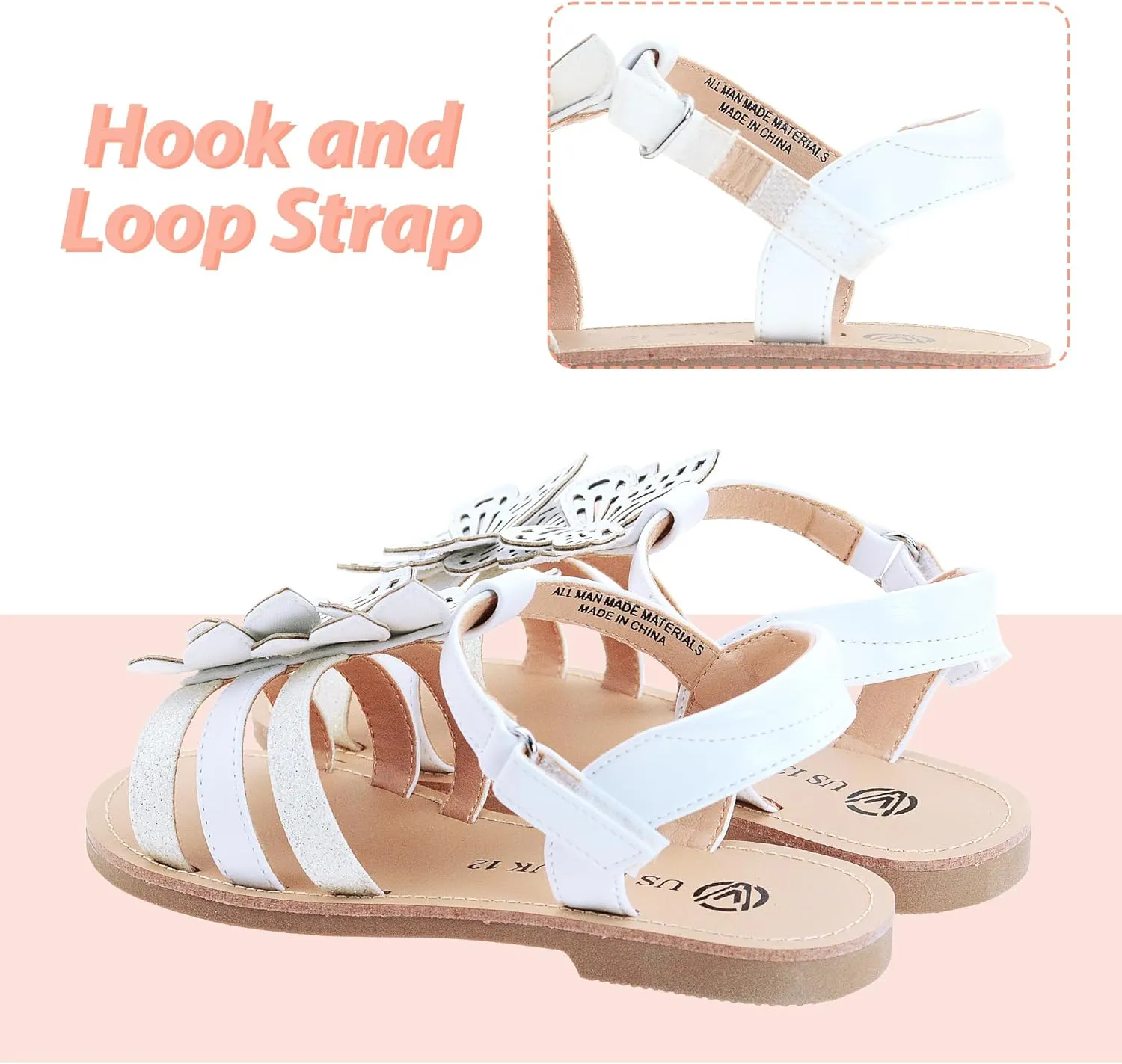 FLYFUPPY Girls Sandals Cute Open Toe Summer Flat Sandals Dress Shoes for Little/Big Kids