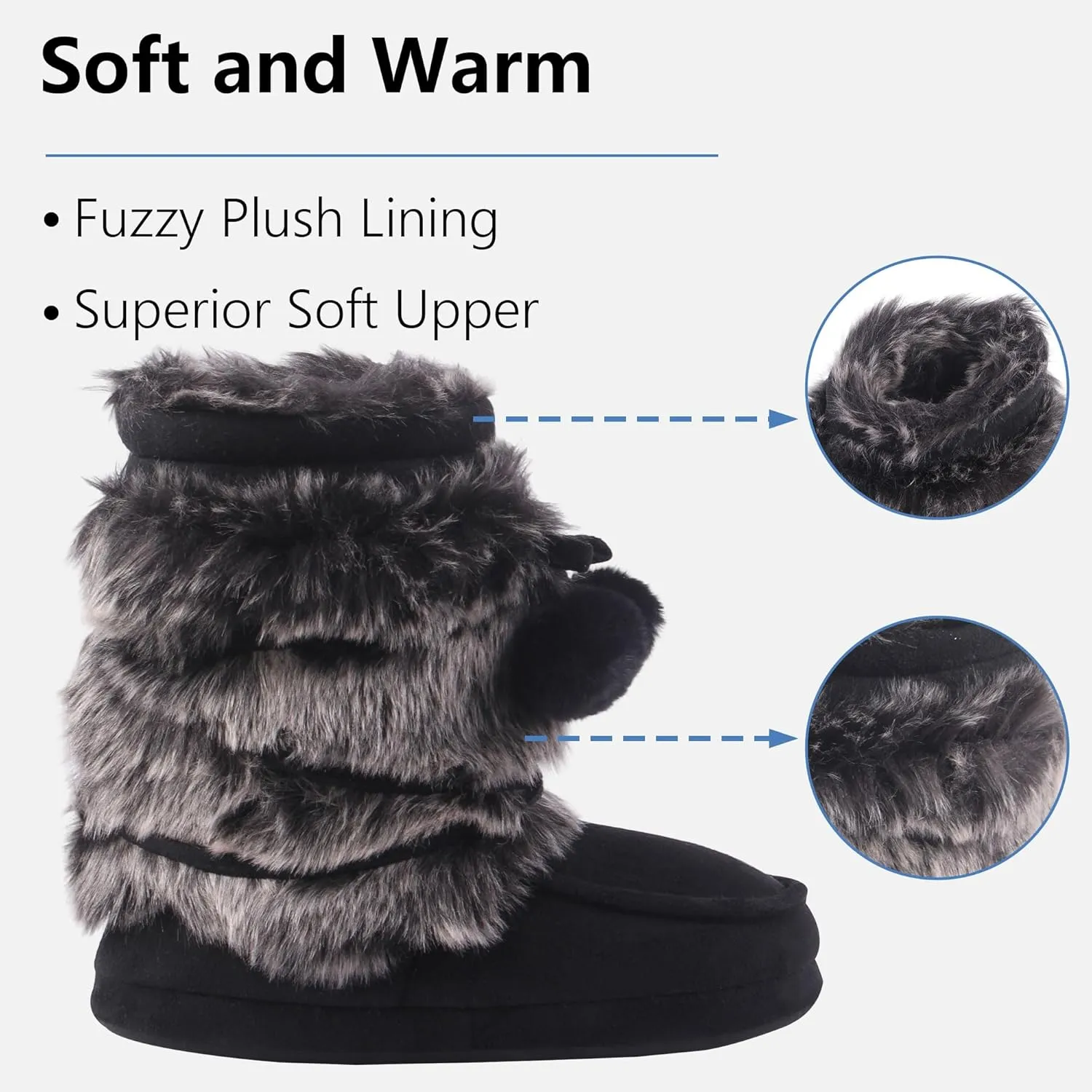 Forfoot Slipper Boots, Cozy Indoor Booties for Women Fluffy Comfortable House Shoes Fuzzy Anti-Slip Boots Winter