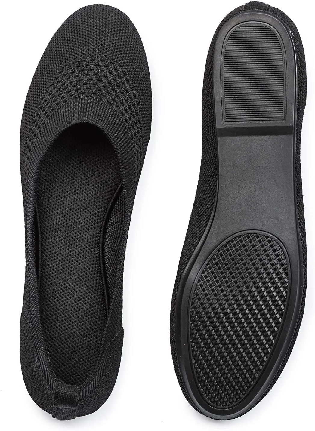 Frank Mully Women’s Ballet Flat Shoes Knit Dress Shoes Round Toe Slip On Ballerina Walking Flats Shoes for Woman Low Wedge Comfort Soft