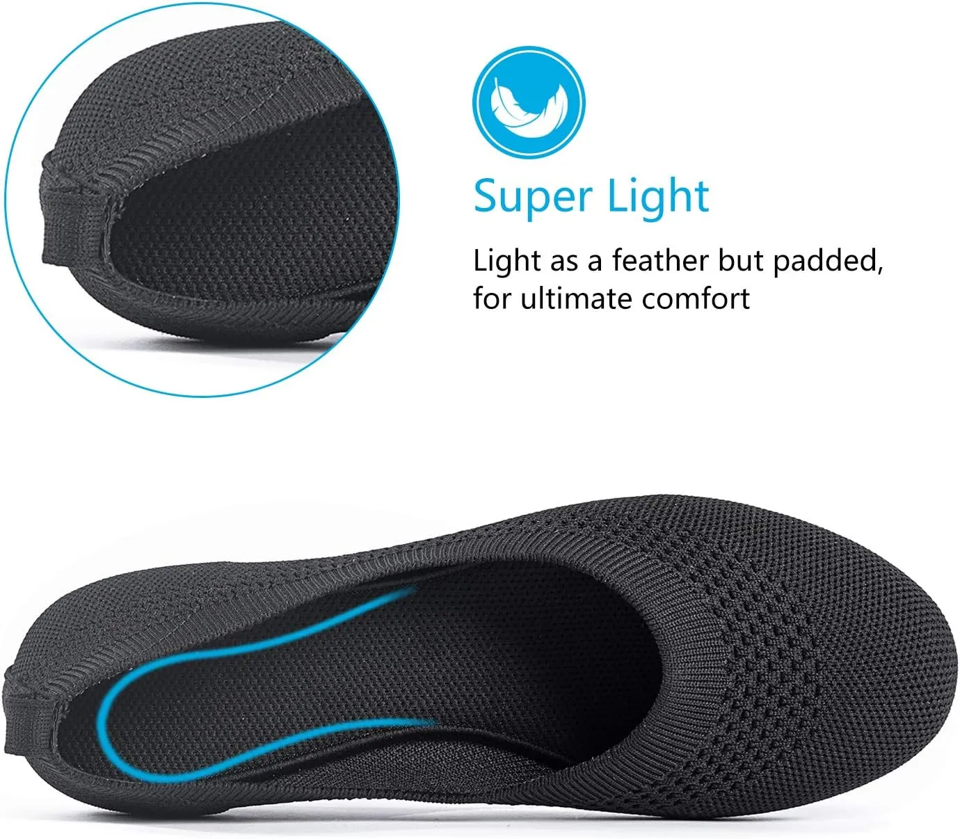 Frank Mully Women’s Ballet Flat Shoes Knit Dress Shoes Round Toe Slip On Ballerina Walking Flats Shoes for Woman Low Wedge Comfort Soft