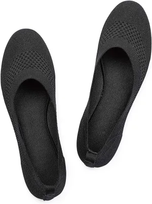 Frank Mully Women’s Ballet Flat Shoes Knit Dress Shoes Round Toe Slip On Ballerina Walking Flats Shoes for Woman Low Wedge Comfort Soft